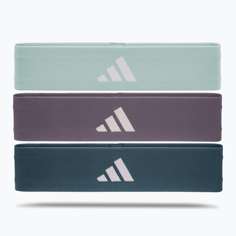 Set di bande di resistenza in gomma adidas 3 pezzi verde/viola/blu