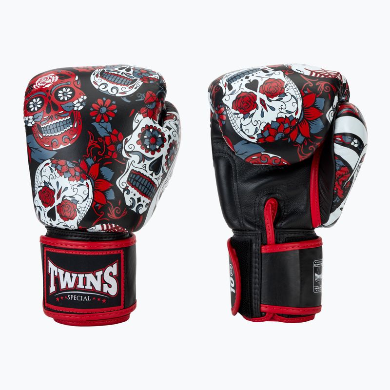 Guanti da boxe Twins Special Fancy FBGVL3-53 Skull rosso/nero 3