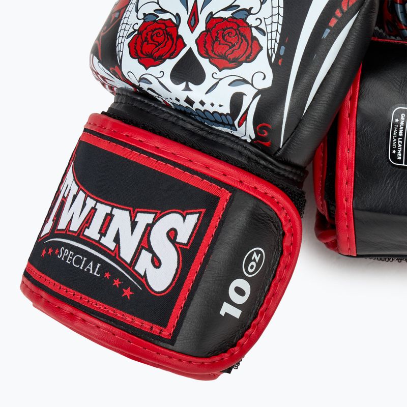 Guanti da boxe Twins Special Fancy FBGVL3-53 Skull rosso/nero 5