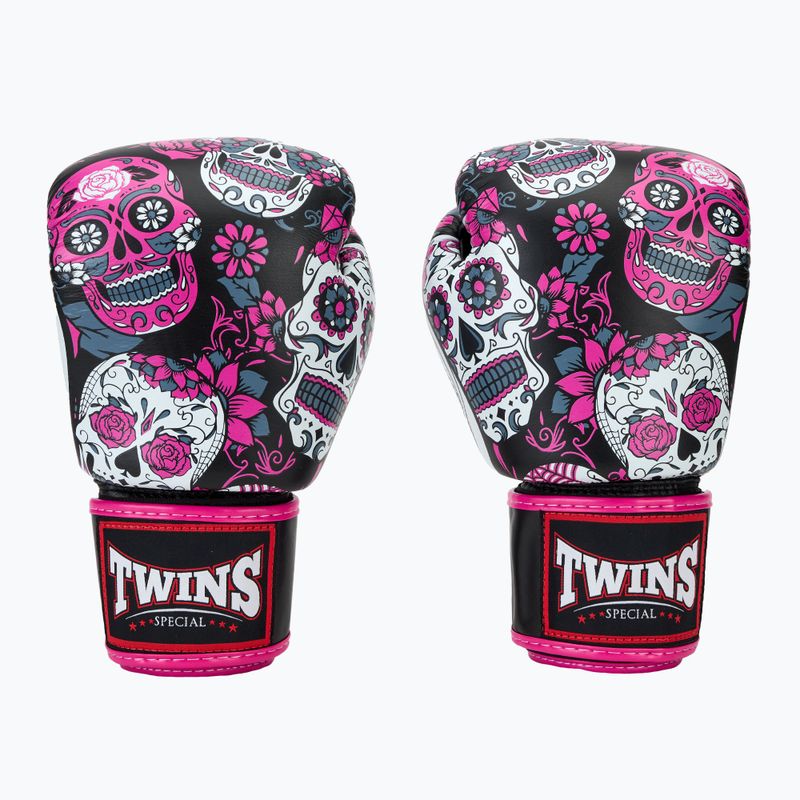 Guanti da boxe Twins Special Fancy FBGVL3-53 Skull rosa/nero