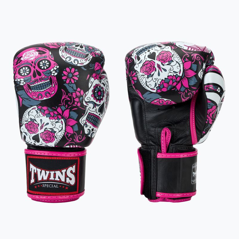 Guanti da boxe Twins Special Fancy FBGVL3-53 Skull rosa/nero 3