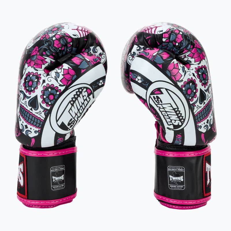 Guanti da boxe Twins Special Fancy FBGVL3-53 Skull rosa/nero 4