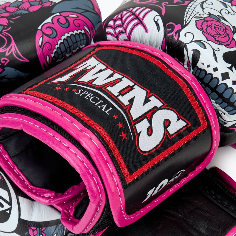 Guanti da boxe Twins Special Fancy FBGVL3-53 Skull rosa/nero 5