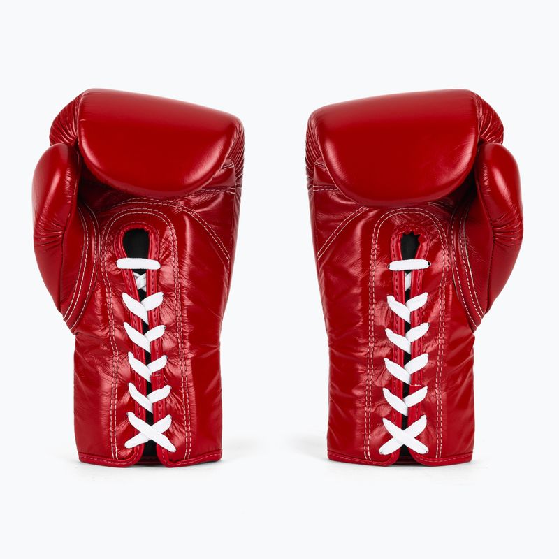 Fairtex Pro Competition Guantoni da boxe con pollice bloccato in pelle rossa 3
