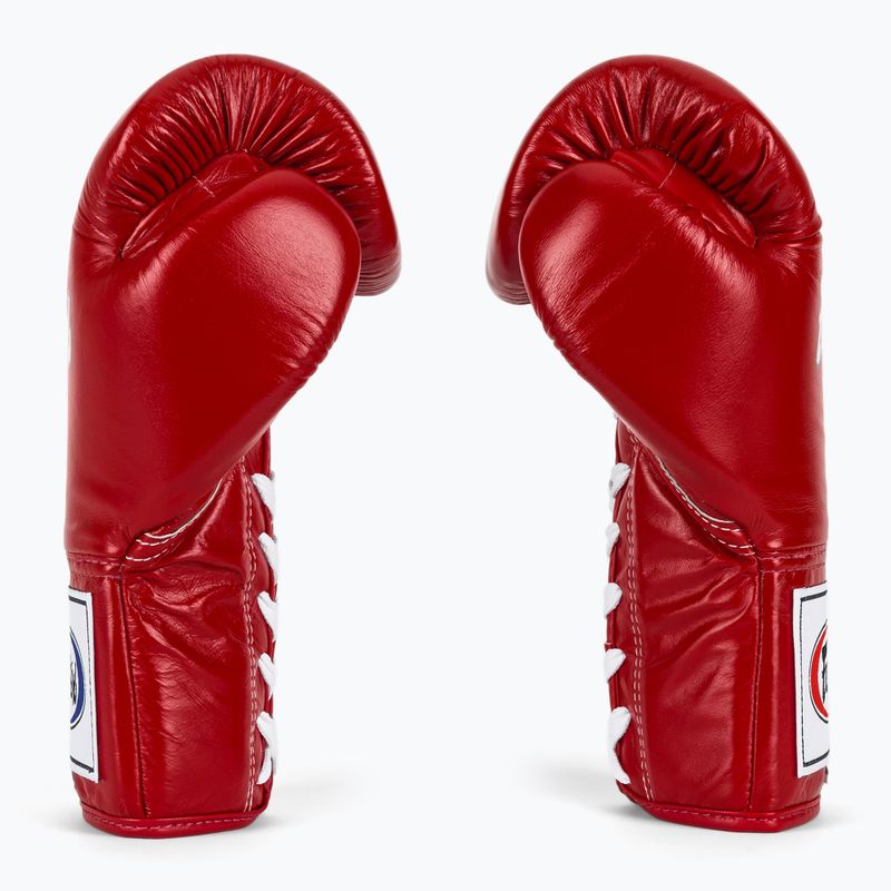 Fairtex Pro Competition Guantoni da boxe con pollice bloccato in pelle rossa 4