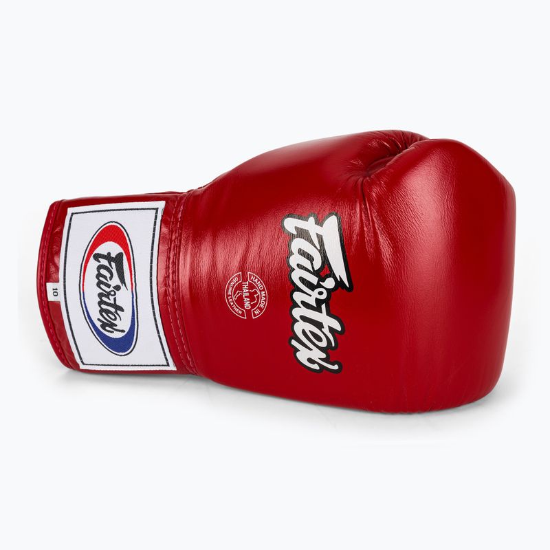Fairtex Pro Competition Guantoni da boxe con pollice bloccato in pelle rossa 5