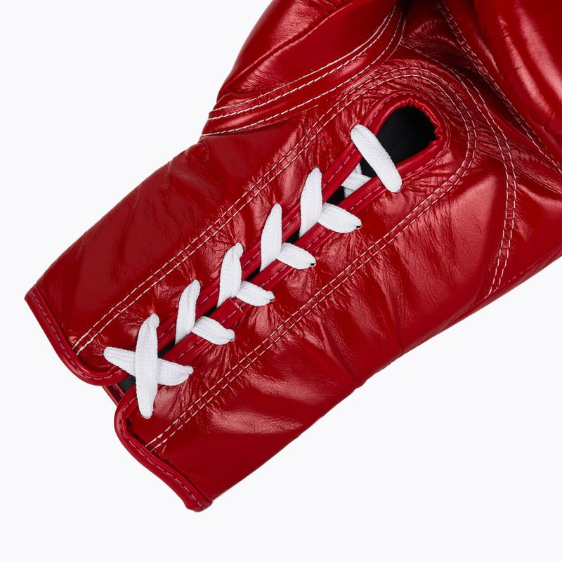 Fairtex Pro Competition Guantoni da boxe con pollice bloccato in pelle rossa 6
