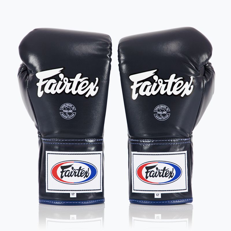 Fairtex Pro Competition Pollice bloccato Guantoni da boxe in pelle blu