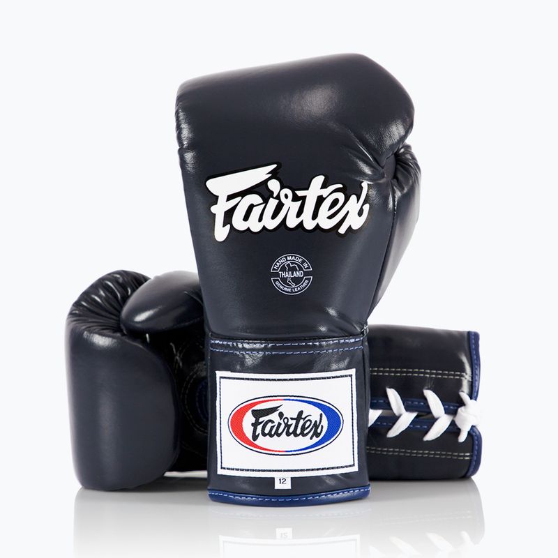 Fairtex Pro Competition Pollice bloccato Guantoni da boxe in pelle blu 4