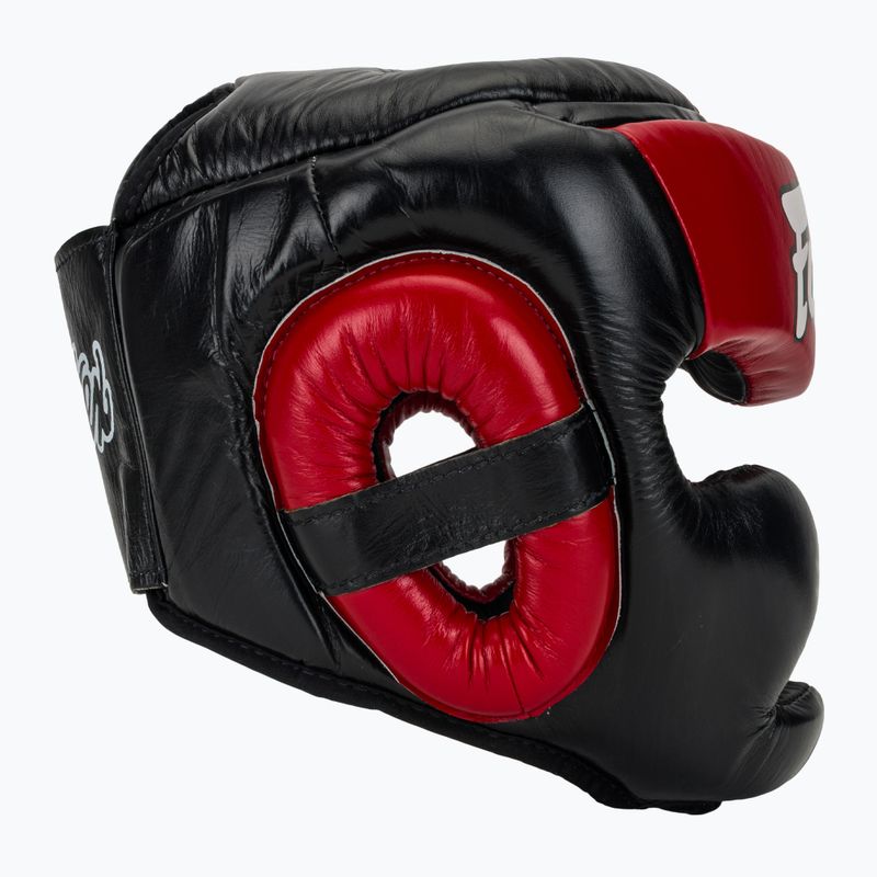 Casco da boxe Fairtex Diagonal Vision - Copertura totale della testa nero/rosso 2