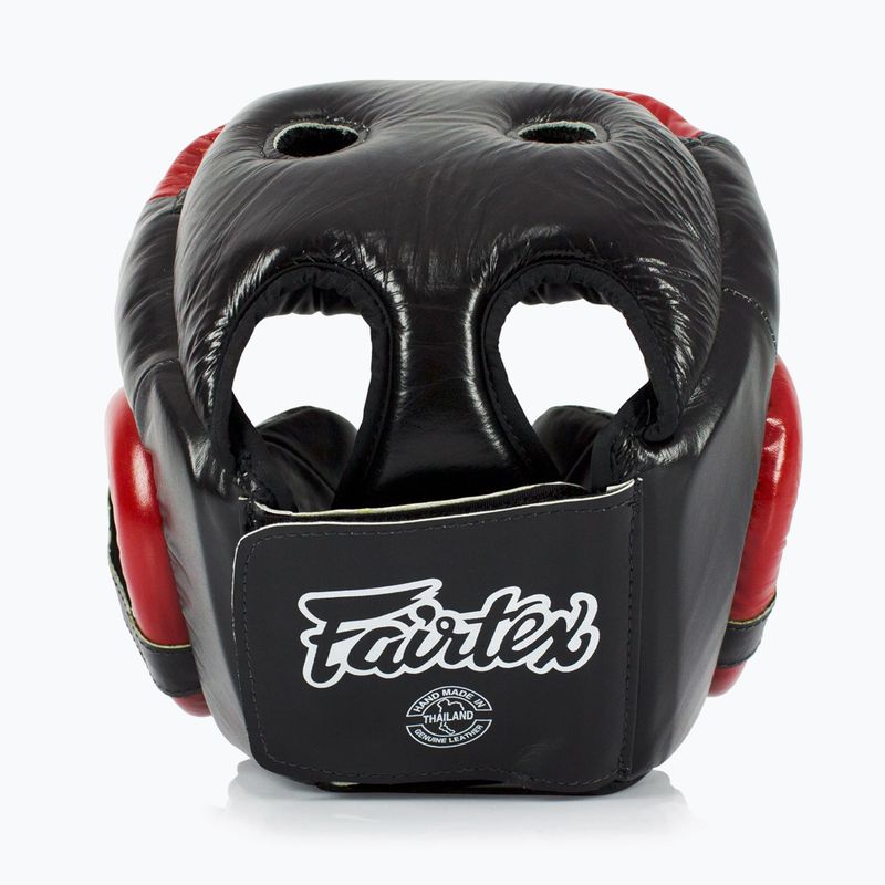 Casco da boxe Fairtex Diagonal Vision - Copertura totale della testa nero/rosso 3