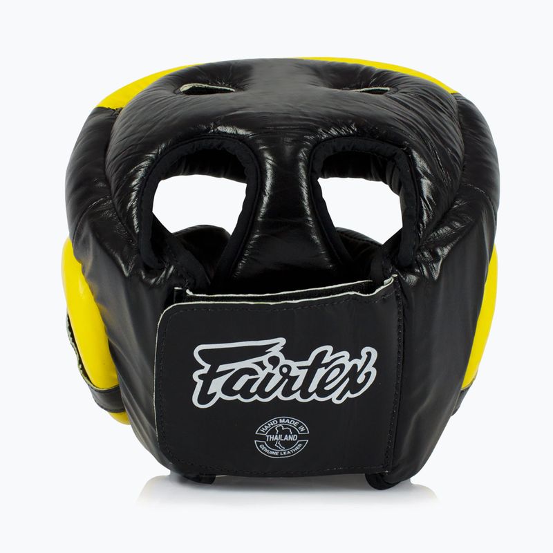 Casco da boxe Fairtex Diagonal Vision - Copertura totale della testa nero/giallo 3