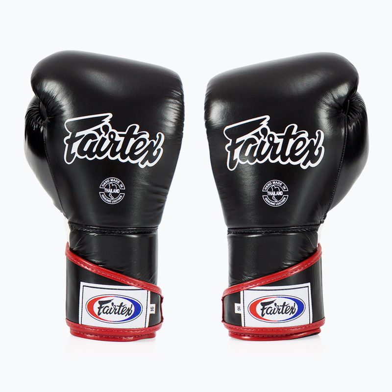 Guantoni da boxe Fairtex Stylish Angular Sparring - Pollice bloccato nero/bianco/rosso