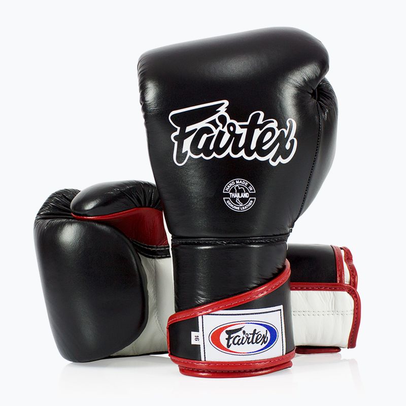 Guantoni da boxe Fairtex Stylish Angular Sparring - Pollice bloccato nero/bianco/rosso 4