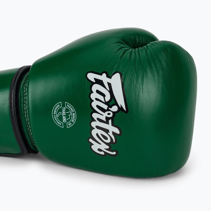 Guantoni da boxe in vera pelle Fairtex verde 5