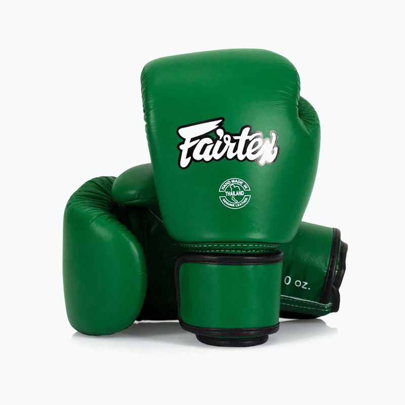 Guantoni da boxe in vera pelle Fairtex verde 4