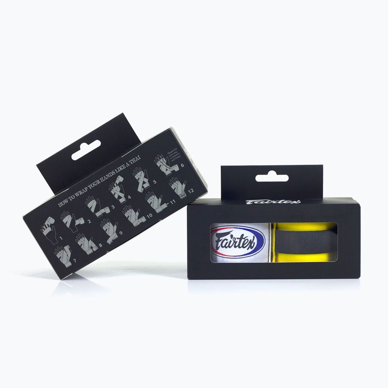 Fairtex Handwraps bende da boxe 300 cm giallo 3