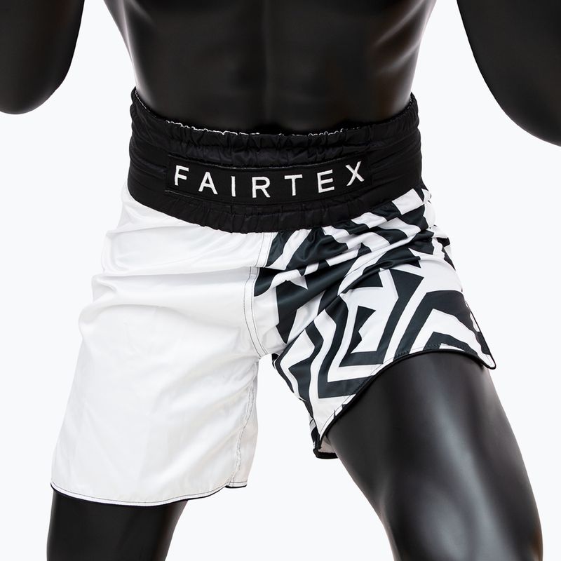 Pantaloncini da boxe Fairtex BT2003 'Monochrome' bianco/nero 3