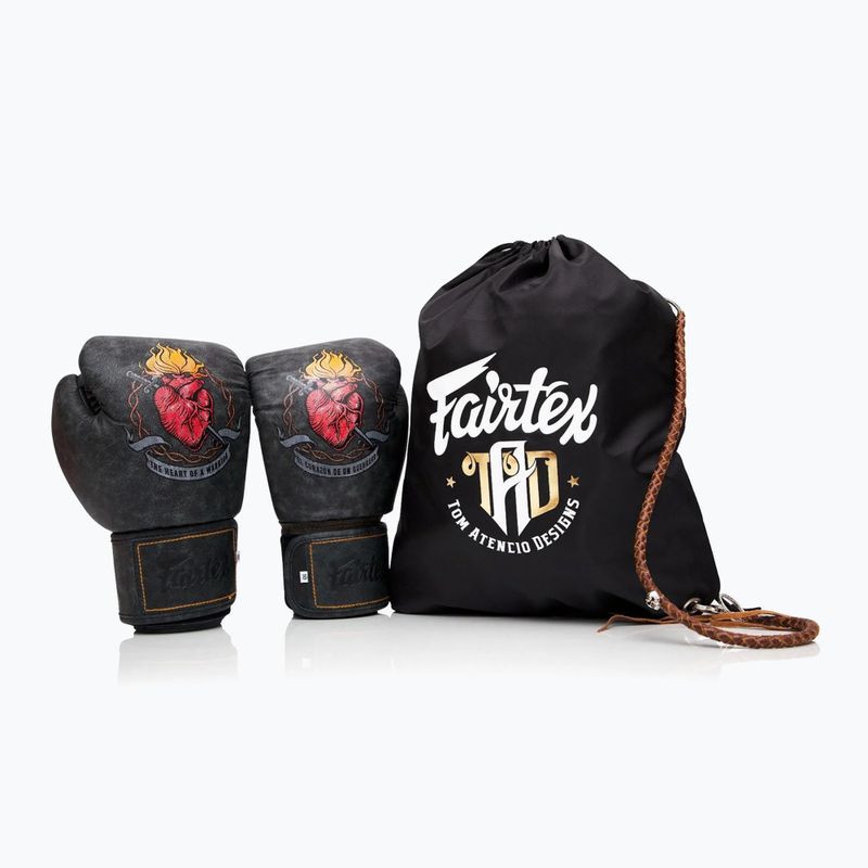 Guanti da boxe Fairtex X Tom Atencio Il cuore del guerriero Boxe carbone 2