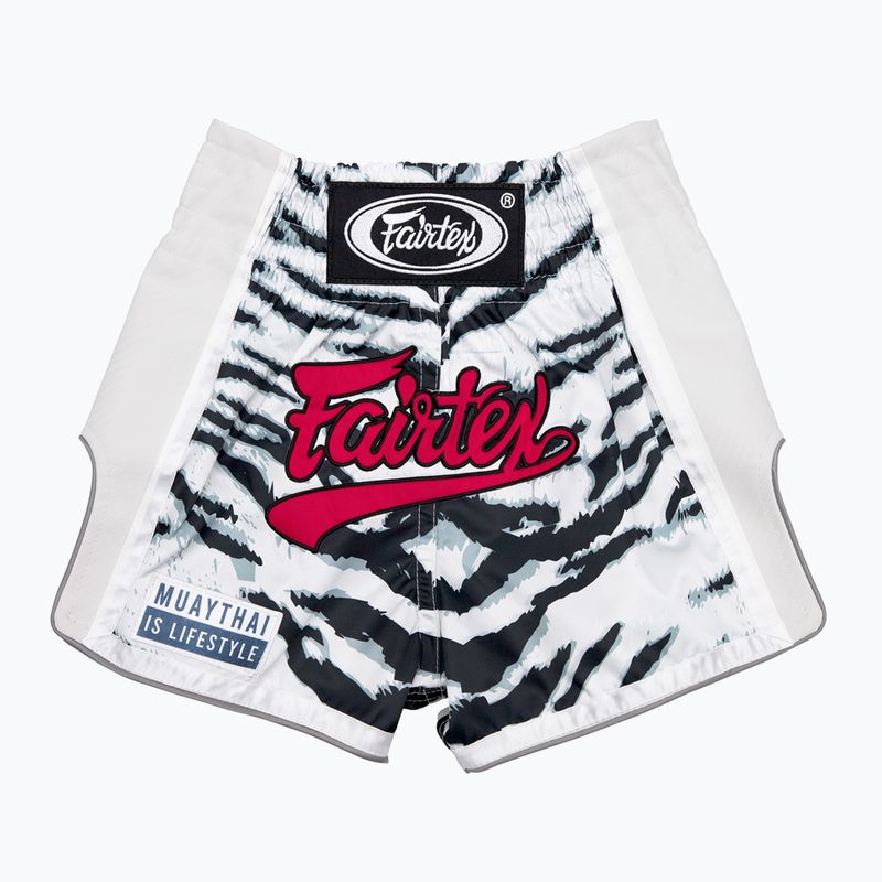 Pantaloncini da boxe Fairtex per bambini BSK2103 "White Tiger" bianco