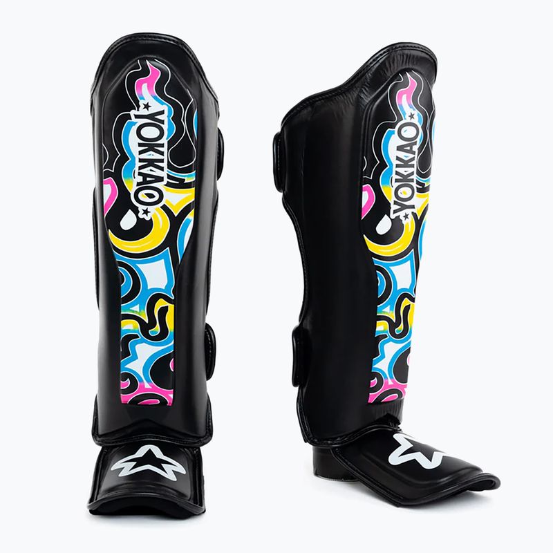 Protezioni per tibia e piede di colore nero Yokkao Flames 2