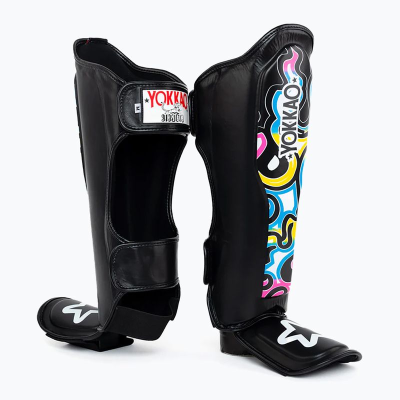 Protezioni per tibia e piede di colore nero Yokkao Flames 3