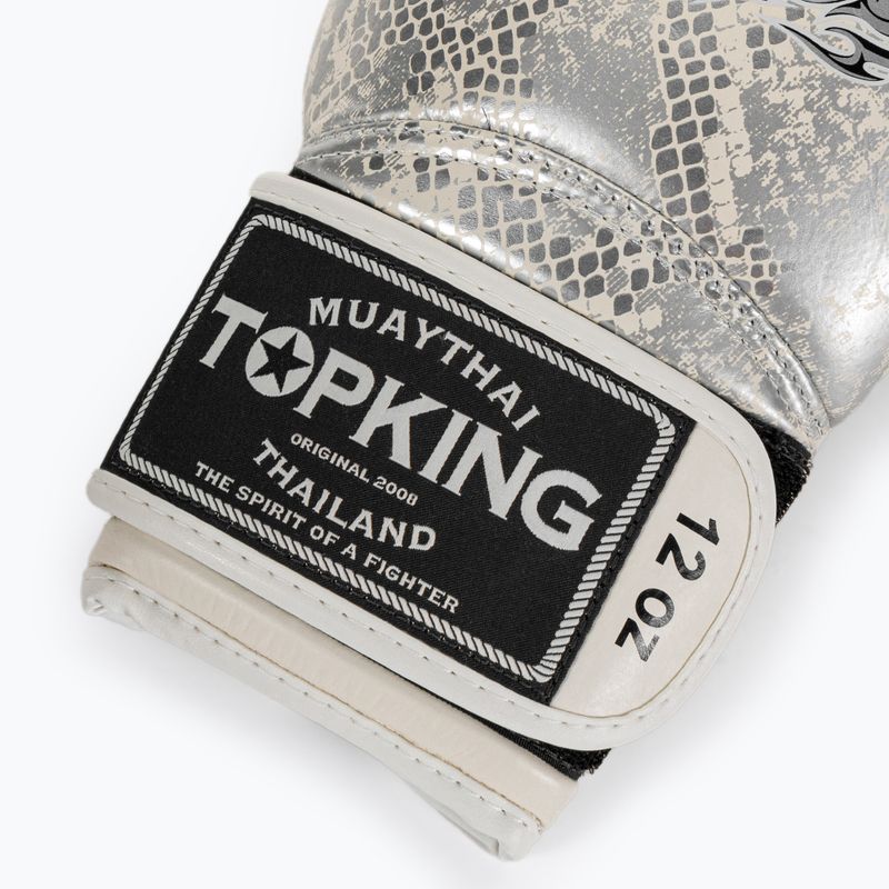 Guantoni da boxe Top King Muay Thai Super Star Air Snake bianco/argento 4