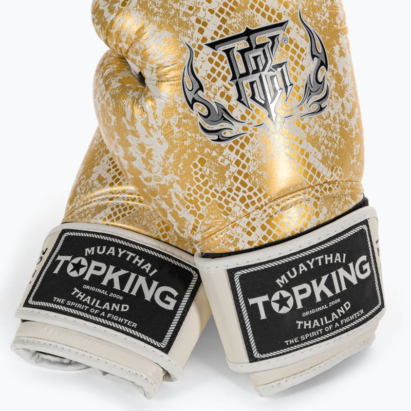 Guantoni da boxe Top King Muay Thai Super Star Air Snake bianco/oro 4