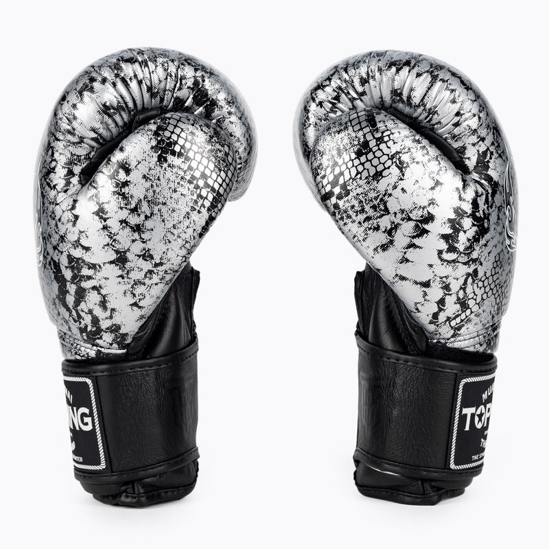 Guantoni da boxe Top King Muay Thai Super Star Air Snake nero/argento 3