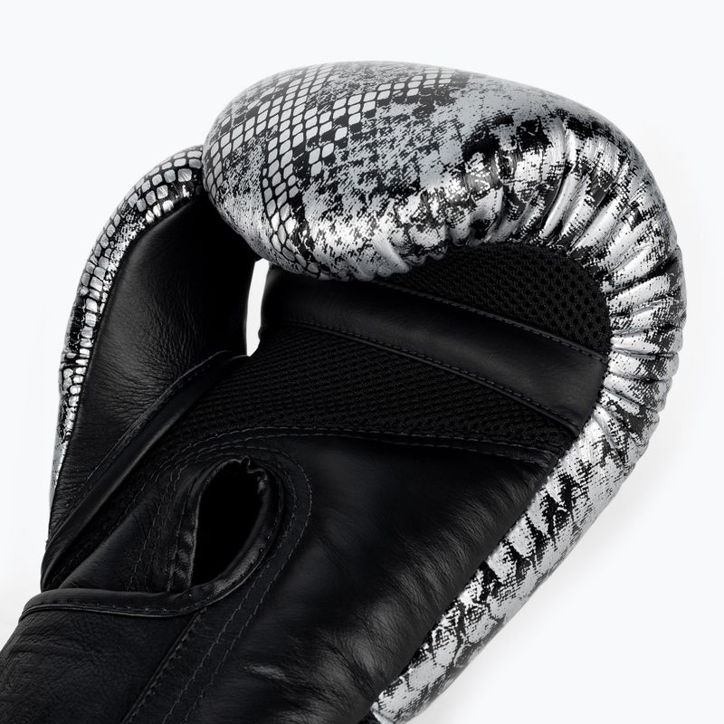 Guantoni da boxe Top King Muay Thai Super Star Air Snake nero/argento 4