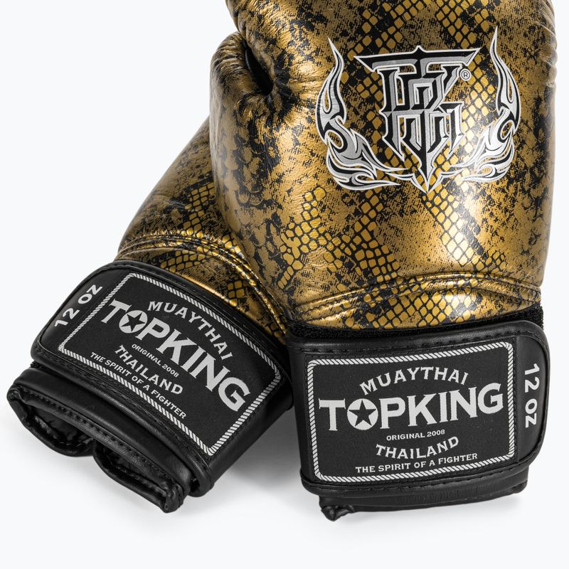 Guantoni da boxe Top King Muay Thai Super Star Air Snake nero/oro 4