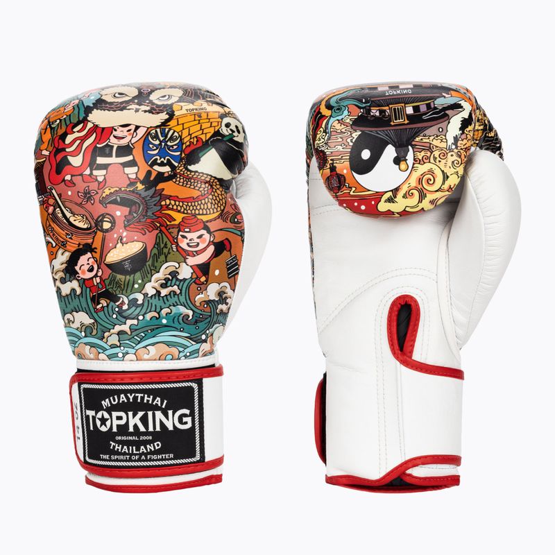 Guanti da boxe Top King Boxing Culture bianco/rosso TKBGCT-SL-1C1