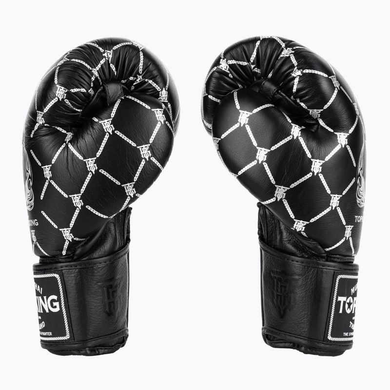 Guantoni da boxe Top King Boxing Chain nero/argento 3