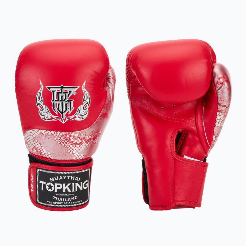 Guanti da boxe Top King Muay Thai Power Snake rosso/argento