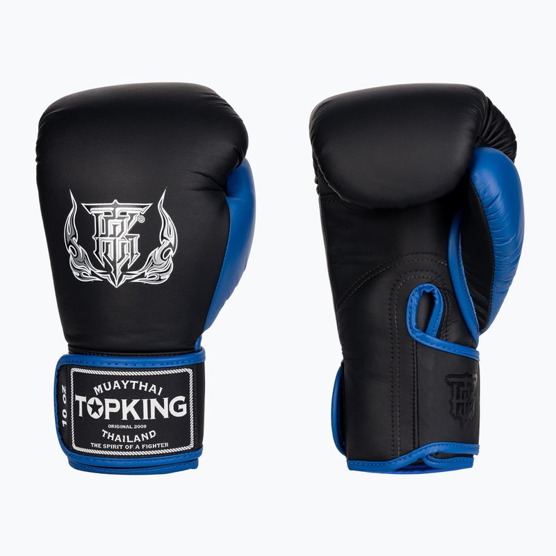 Top King Reborn Guantoni da boxe in pelle nera/blu 3