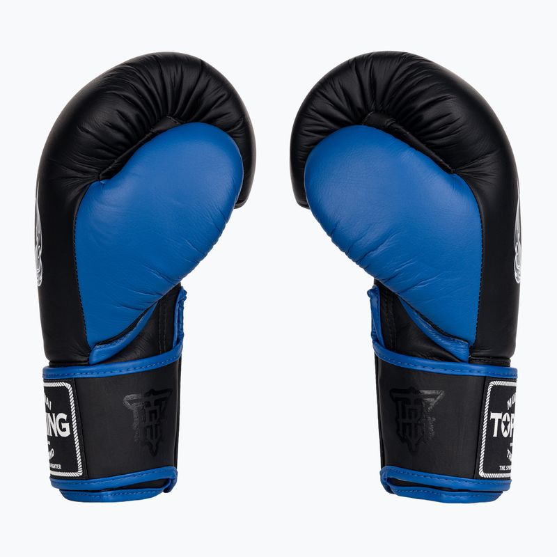 Top King Reborn Guantoni da boxe in pelle nera/blu 4