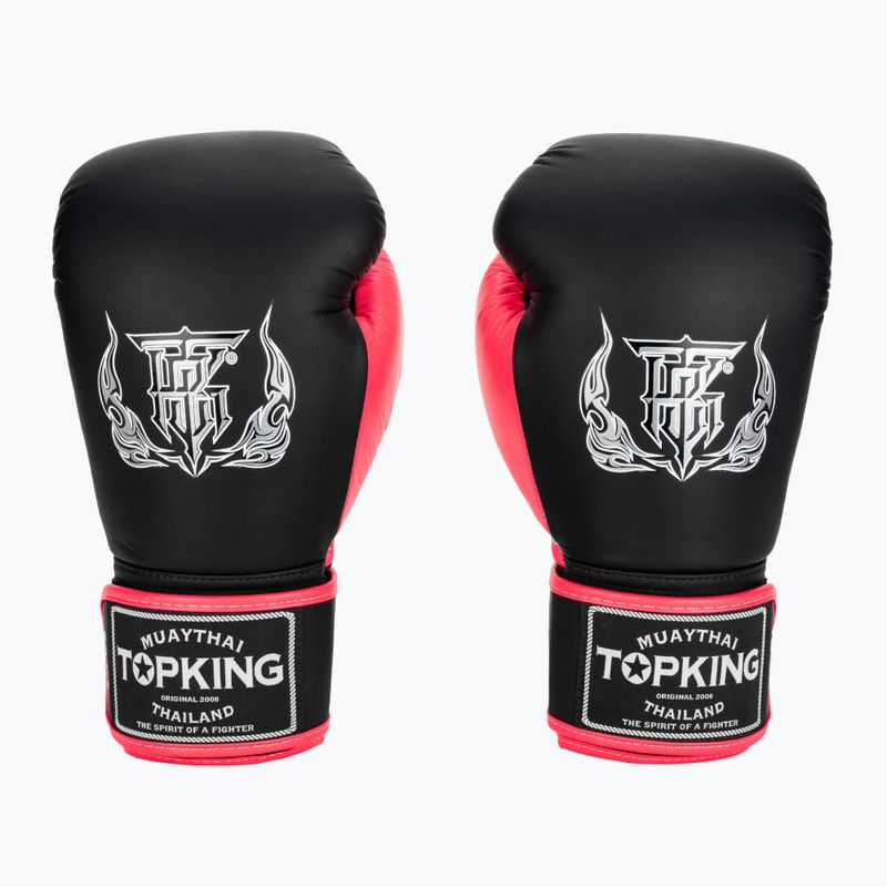 Top King Reborn Guantoni da boxe in pelle nera/rosa