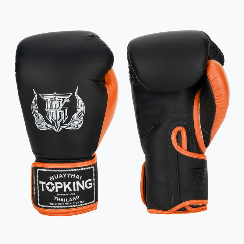 Top King Reborn Guantoni da boxe in pelle nera/arancione