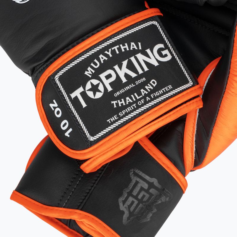 Top King Reborn Guantoni da boxe in pelle nera/arancione 4