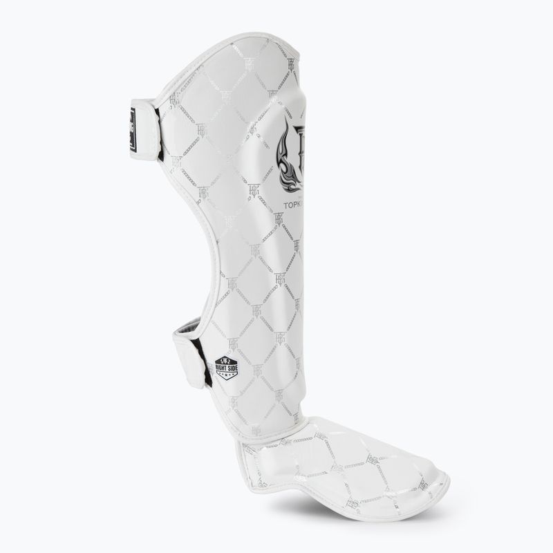 Protezioni per tibia e piede Top King Chain Semi Leather bianco/argento 2