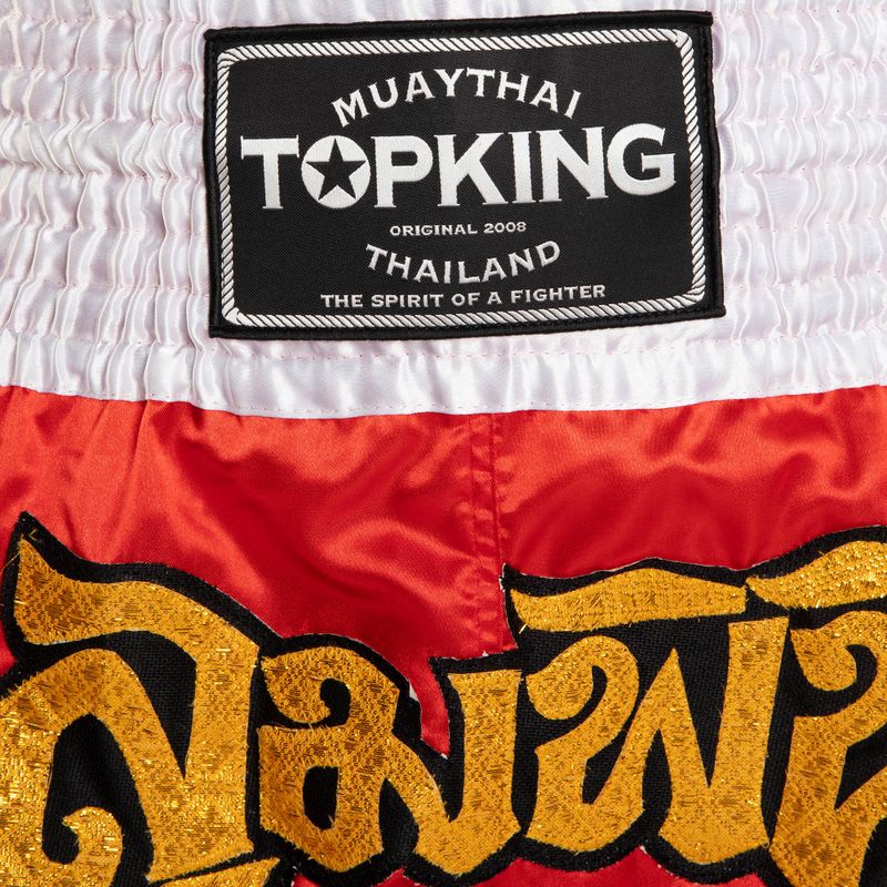 Pantaloncini da allenamento Top King Thai Boxe rosso/bianco 3