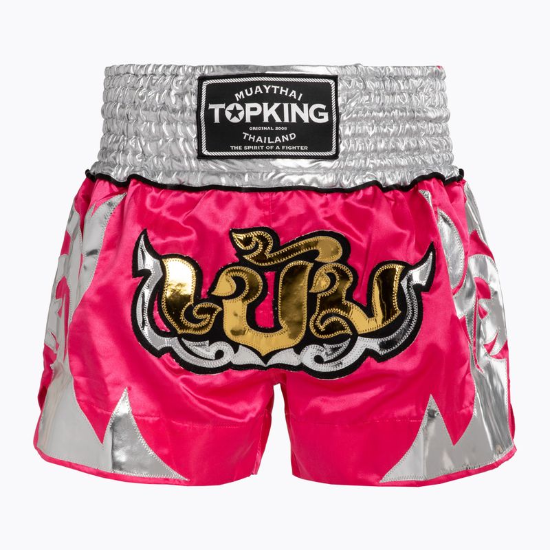 Pantaloncini da allenamento Top King Thai Boxe rosa/bianco