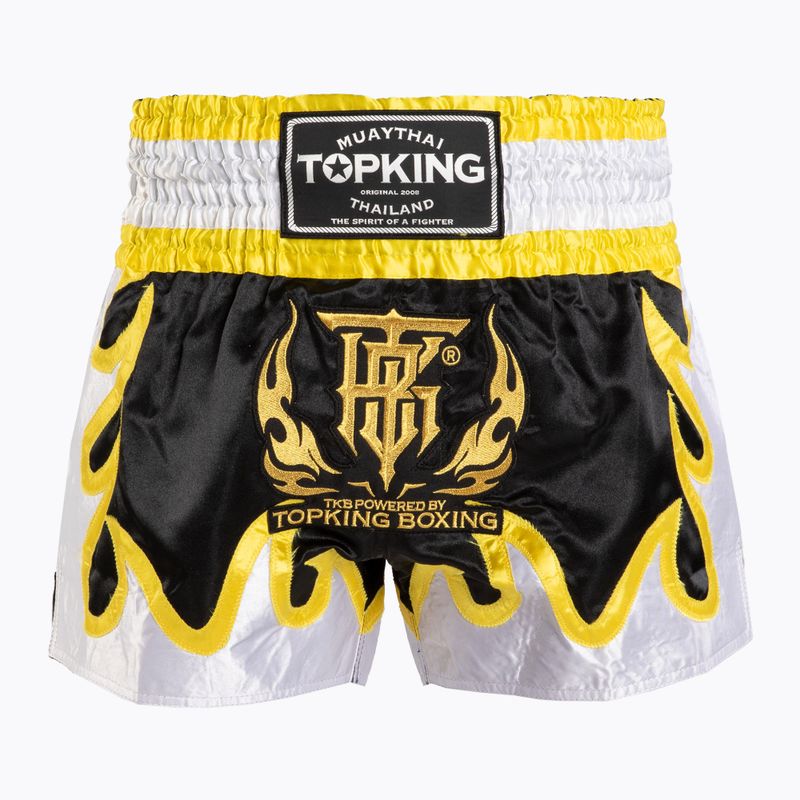 Pantaloncini da allenamento Top King Thai Boxe nero/oro/bianco