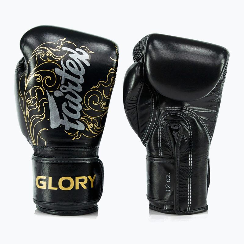 Guanti da boxe Fairtex Glory Kickboxing Competition Training nero/oro