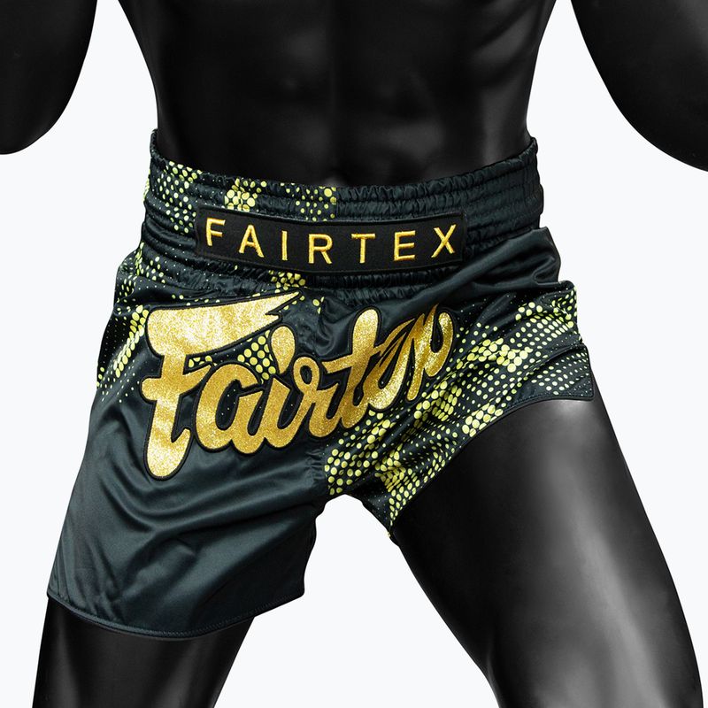 Pantaloncini da allenamento Fairtex Muay Thai S1931 Heart of Gold nero/oro 3