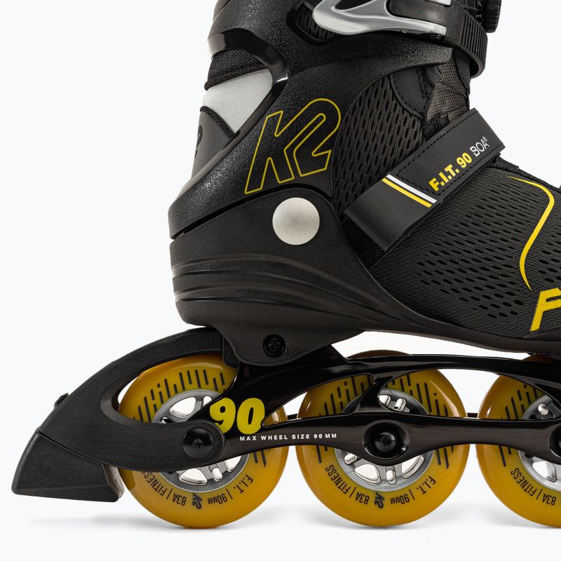 Pattini a rotelle da uomo K2 F.I.T. 90 Boa nero/giallo 7