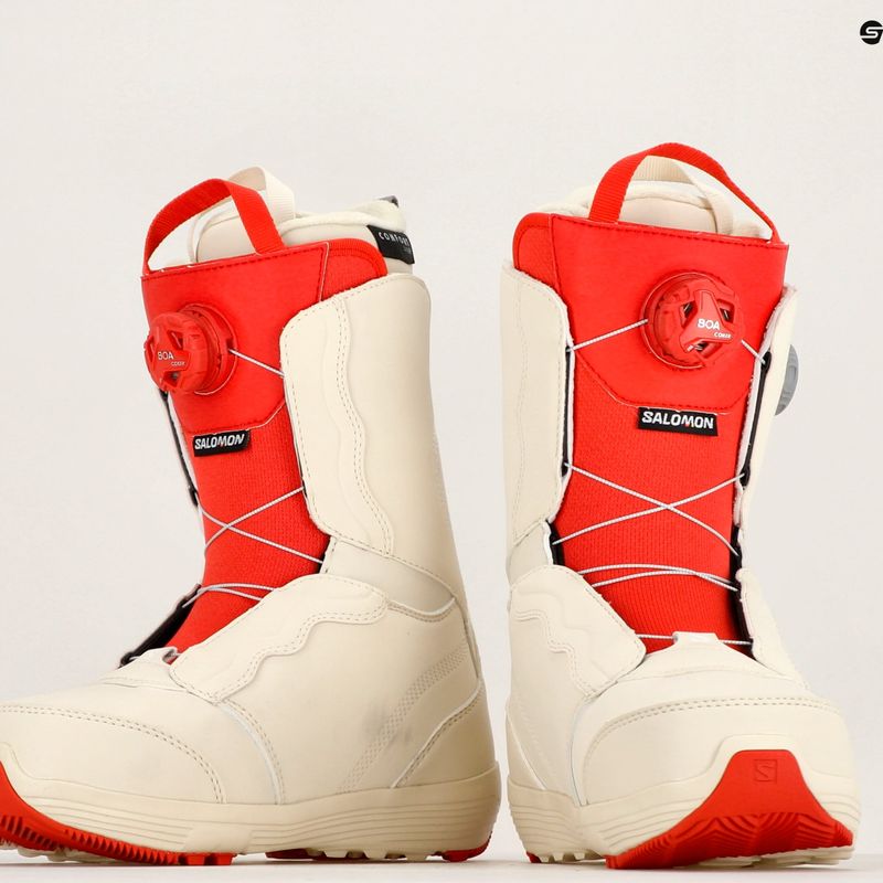 Scarponi da snowboard da donna Salomon Ivy Boa SJ Boa sabbia sbiancata/latte di mandorla/rosso aurora 11