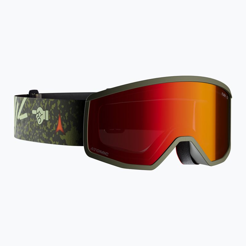Maschera da sci per bambini Atomic Four Jr Flash graphic/olive/red flash