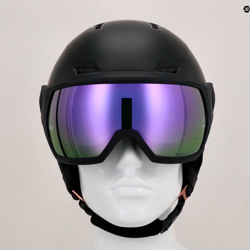 Casco da sci da donna Salomon Icon LT Visor S2 nero/rosa/oro 12