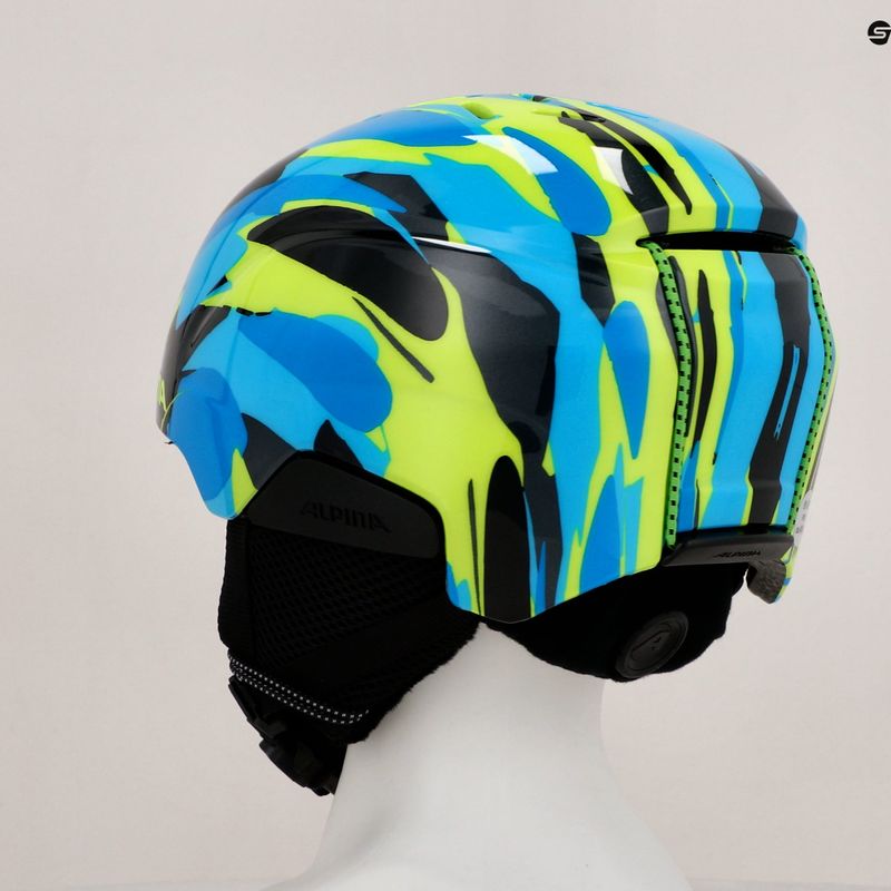 Casco da sci Alpina Pizi per bambini blu neon/verde lucido 12